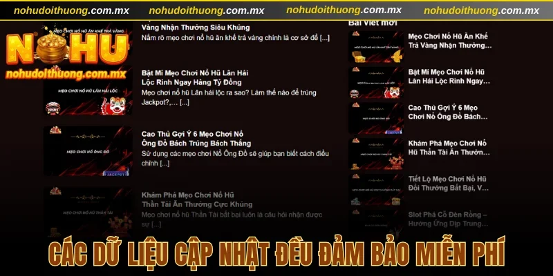 Các dữ liệu cập nhật đều đảm bảo miễn phí