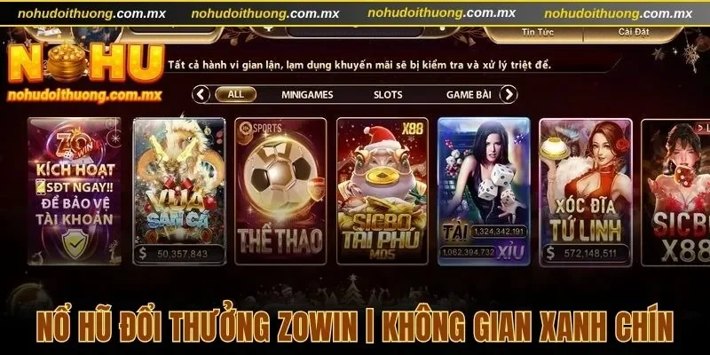 Nổ hũ đổi thưởng Zowin
